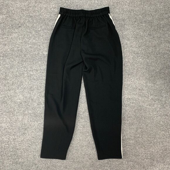 J Crew Pant Womens 2 Black Jamie Tuxedo Stripe Elastic Waist Pull On Ankle - Picture 7 of 13